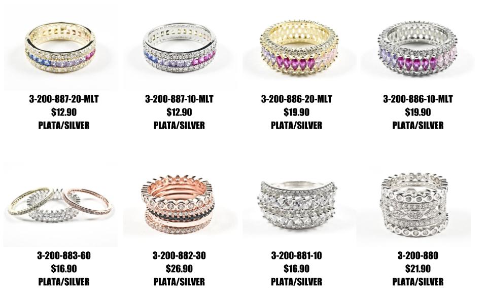 Just Added: Elegant multi color eternity and stackable silver band rings
