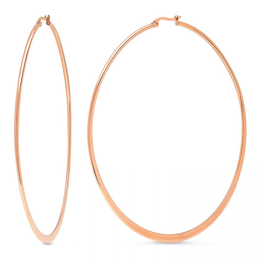 Simple Large 95 MM Thin Hoop Pink Gold Tone Steel Earrings