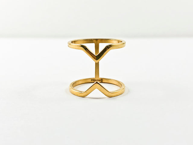 Elegant Thin Shiny Open Gold Tone Steel Ring