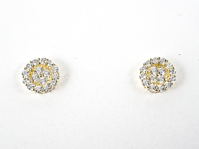 Elegant Dainty Micro CZ Round Stud Silver Earrings