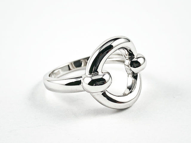Elegant Cute Center Open Circle Shiny Metallic Silver Tone Silver Ring