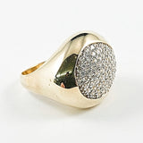 Unique Irregular Shape Pave CZ Gold Tone Silver Ring