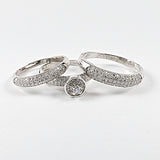 Elegant 3 Piece Set Pave Silver Ring