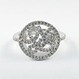 Elegant Love Cursive Font CZ Round Silver Ring