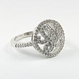 Elegant Love Cursive Font CZ Round Silver Ring