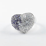 Cute Heart Shape Purple & Clear CZ Silver Ring