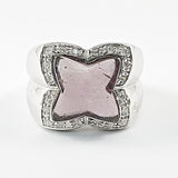 Unique Transparent Purple Center CZ Square Diamond Shape Silver Ring