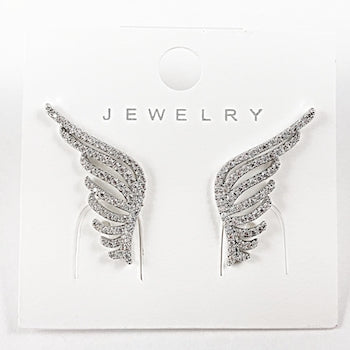 Elegant Wing Shape Micro CZ  Brass Earrings