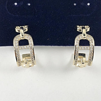Elegant Open Works Gold Tone Cuff Hoop Brass Earrings