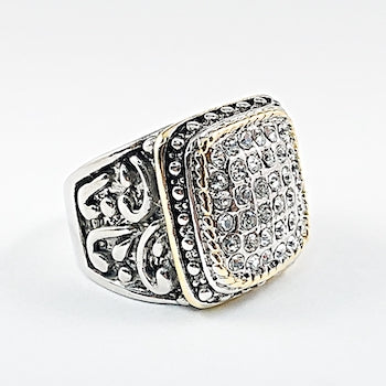 Beautiful Square Micro CZ Setting Brass Ring