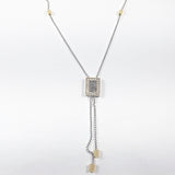Beautiful Unique Tie Bar Style Two Tone Long Brass Necklace