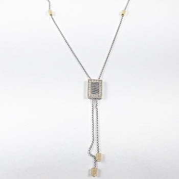 Beautiful Unique Tie Bar Style Two Tone Long Brass Necklace