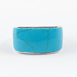 Nice Wide Turquoise Rectangle Style Silver Ring