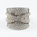 Beautiful Rectangle Shape With Crossover CZ Silver Ring