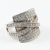 Beautiful Rectangle Shape With Crossover CZ Silver Ring