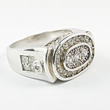 Beautiful Micro CZ Layered Oval Shape Silver Ring