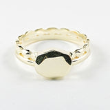 Shiny hammered style dainty gold tone silver ring