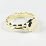Shiny hammered style dainty gold tone silver ring