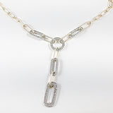 Multi shape chain link tie style two tone brass necklace