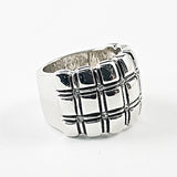 Nice Shiny Metallic Multi Row Square Pattern Brass Ring