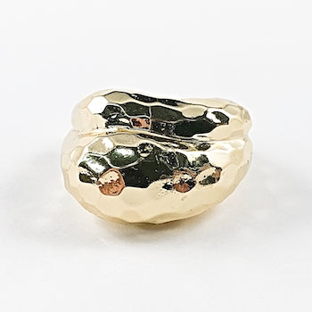 Unique Irregular Shape Shiny Metallic Gold Tone Brass Ring