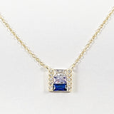 Elegant Vertical Bar Baguette CZ Gold Tone Silver Necklace