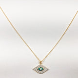 Elegant Triangle Micro CZ Eye Design Gold Tone Silver Necklace