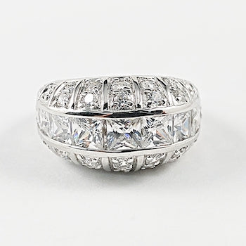 Beautiful Multi Row Unique Micro CZ Silver Ring