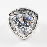Elegant Center Pear Shaped Drop Thick Silver Ring