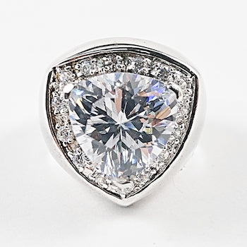Elegant Center Pear Shaped Drop Thick Silver Ring