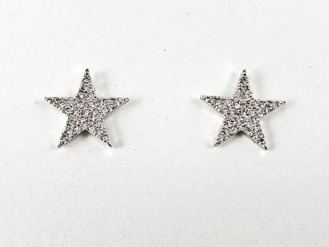 Cute Micro Setting Star Shape CZ Brass Earrings