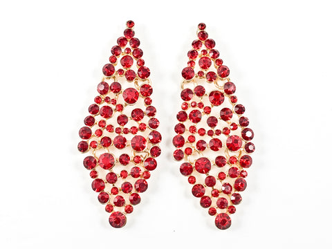 Fancy Diamond Shape Red Color Fashion Earrings