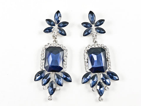 Fancy Stylish Star Floral Design Sapphire Color Drop Fashion Earrings