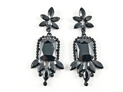 Fancy Stylish Black Drop Star Floral Design Fashion Earrings