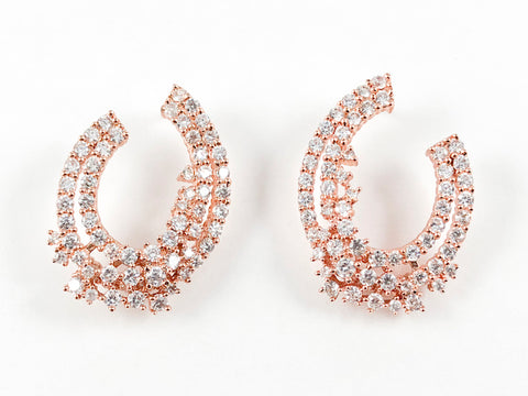 Classic Elegant Curve Design Rose Gold Brass Earrings