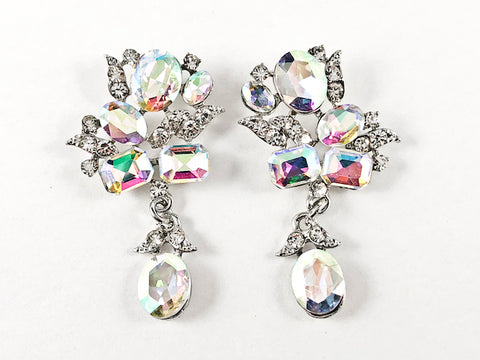 Fancy Creative Mix Shape Aurora Borealis Color Stone Fashion Earrings