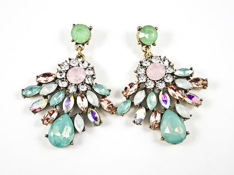 Fancy Stylish Unique Diamond Shape Multi Color Drop Fashion Earrings