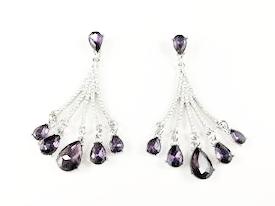 Stylish Purple Color Drop Design Earrings