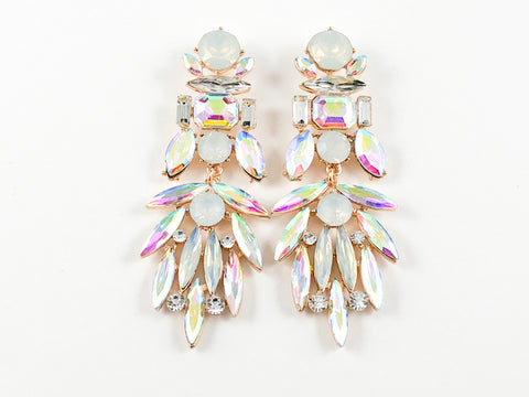 Fancy Stylish Chandelier Dangle Aurora Borealis Color Fashion Earrings