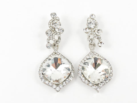 Fancy Vintage Diamond Shape Large Drop Fashion Earrings