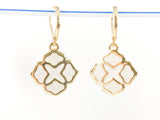 Elegant Mother Of Pearl Clover Drop Brass Earrings