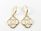 Elegant Mother Of Pearl Clover Drop Brass Earrings