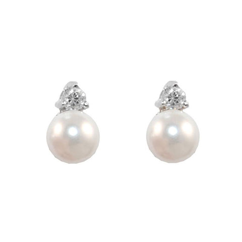 Beautiful Cute CZ With Pearl Design Brass Earrings