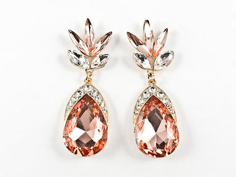 Fancy Sharp Large Stardust Design Pink Color Fashion Earrings