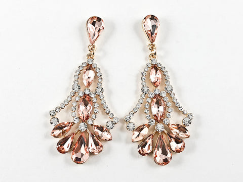 Fancy Stylish Bell Style Design Chandelier Pink Fashion Earrings