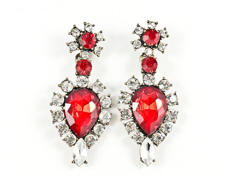 Fancy Elegant Antique Ruby Color Drop Fashion Earrings