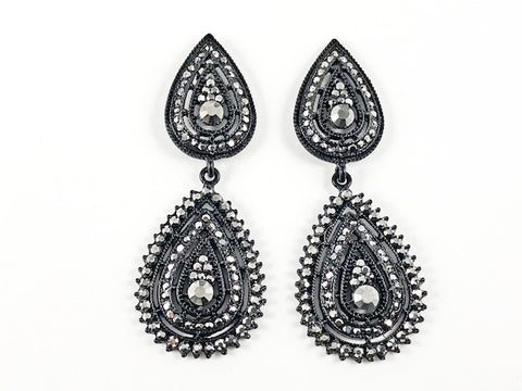 Modern Gothic Black Color Pear Shape Drop Fashion Earrings