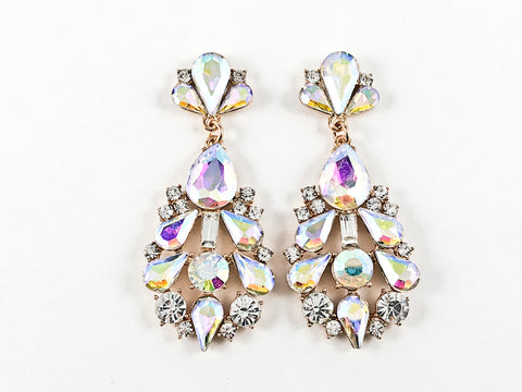 Fancy Unique Sparkly Multi Shape Aurora Borealis Crystal Fashion Earrings