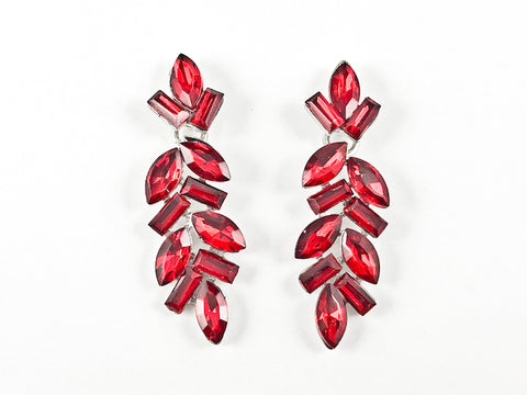 Fancy Elegant Leaf Style Ruby Color Dangle Fashion Earrings