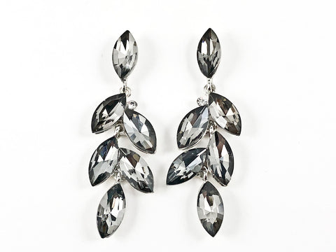 Fancy Leaf Shape Form Pewter Color Dangle Fashion Earrings